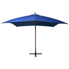 vidaXL Hanging Garden Parasol with Pole Azure Blue 3x3 m Solid Fir Wood 2