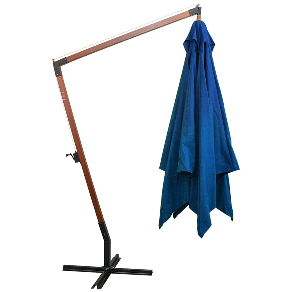 vidaXL Hanging Garden Parasol with Pole Azure Blue 3x3 m Solid Fir Wood 3
