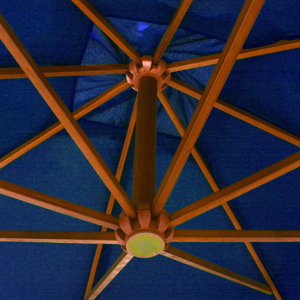 vidaXL Hanging Garden Parasol with Pole Azure Blue 3x3 m Solid Fir Wood 4