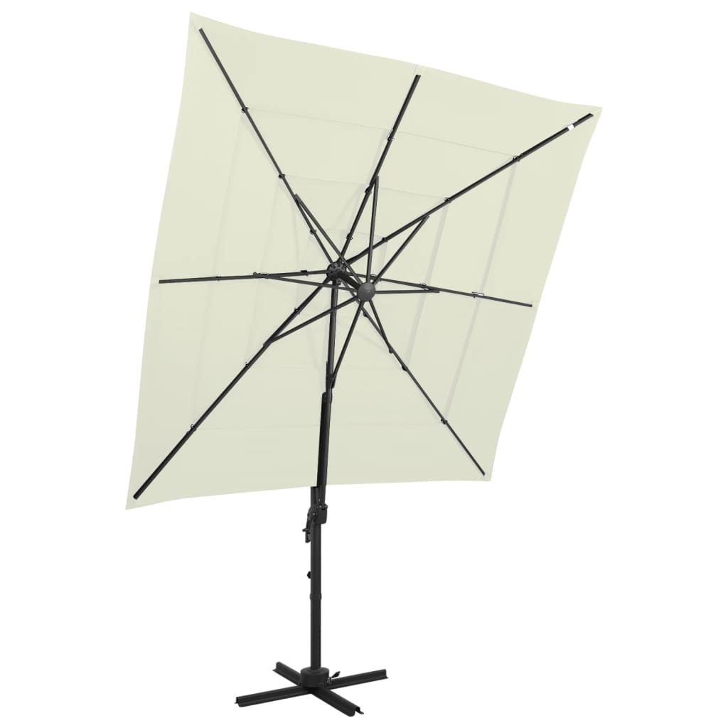 vidaXL 4-Tier Garden Parasol with Aluminium Pole Sand 250x250 cm 1