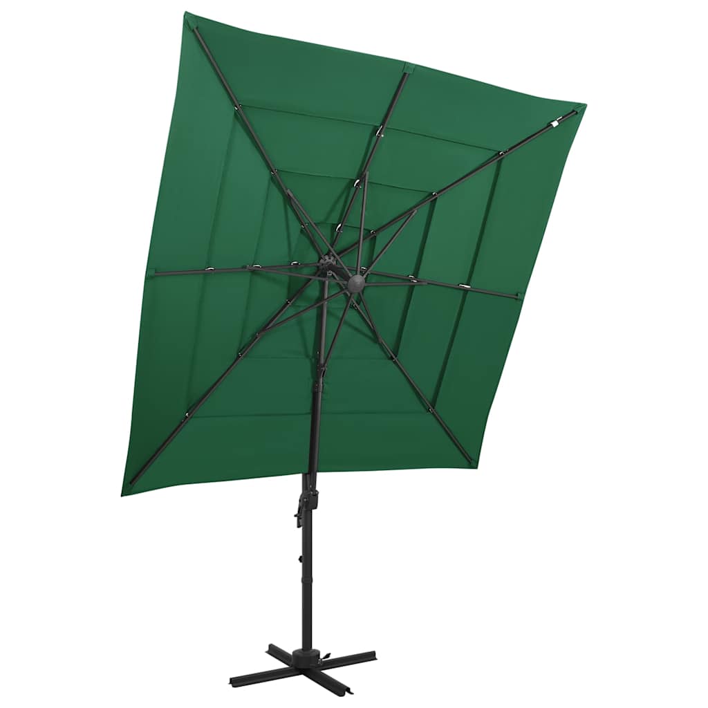 vidaXL 4-Tier Garden Parasol with Aluminium Pole Green 250x250 cm 1