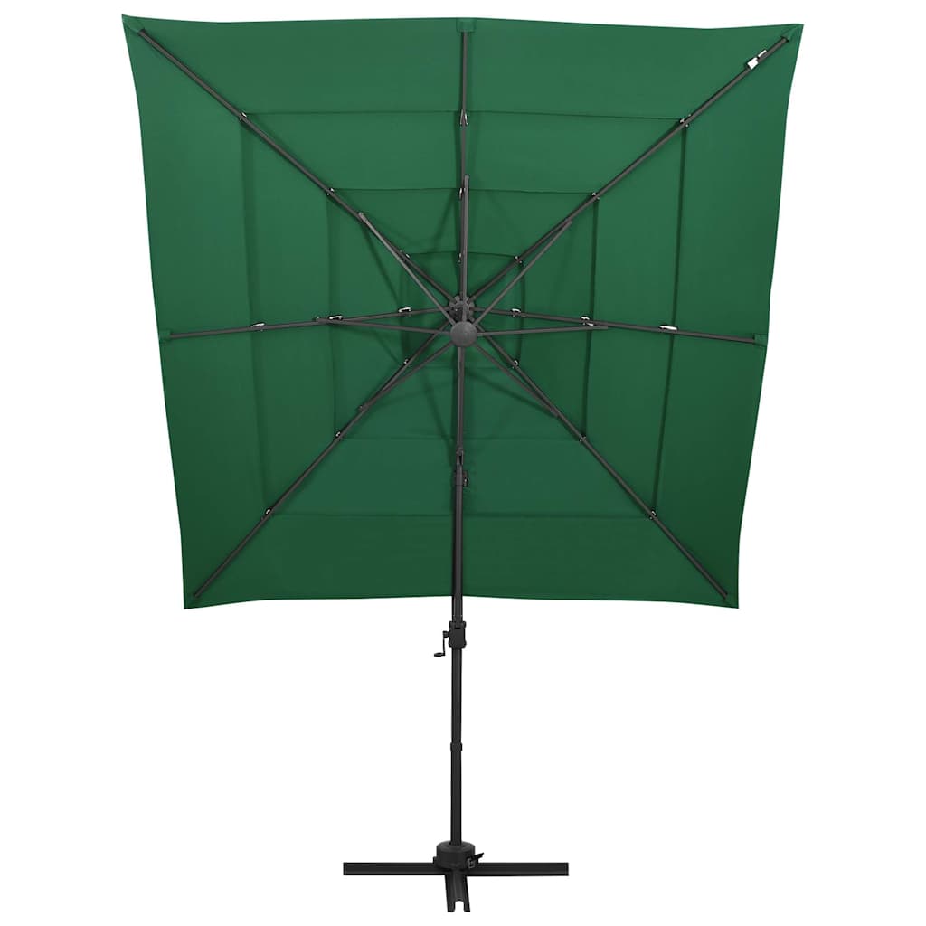 vidaXL 4-Tier Garden Parasol with Aluminium Pole Green 250x250 cm 2