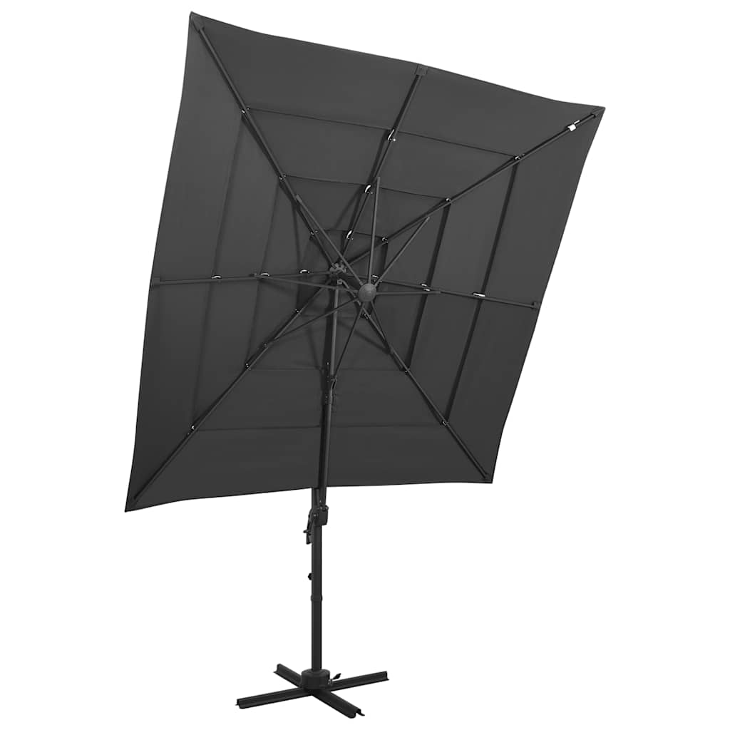 vidaXL 4-Tier Garden Parasol with Aluminium Pole Anthracite 250x250 cm 1