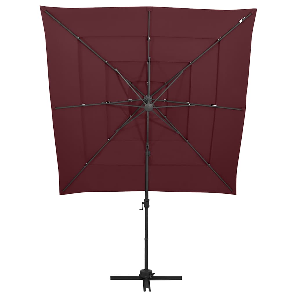 vidaXL 4-Tier Garden Parasol with Aluminium Pole Bordeaux Red 250x250 cm 2