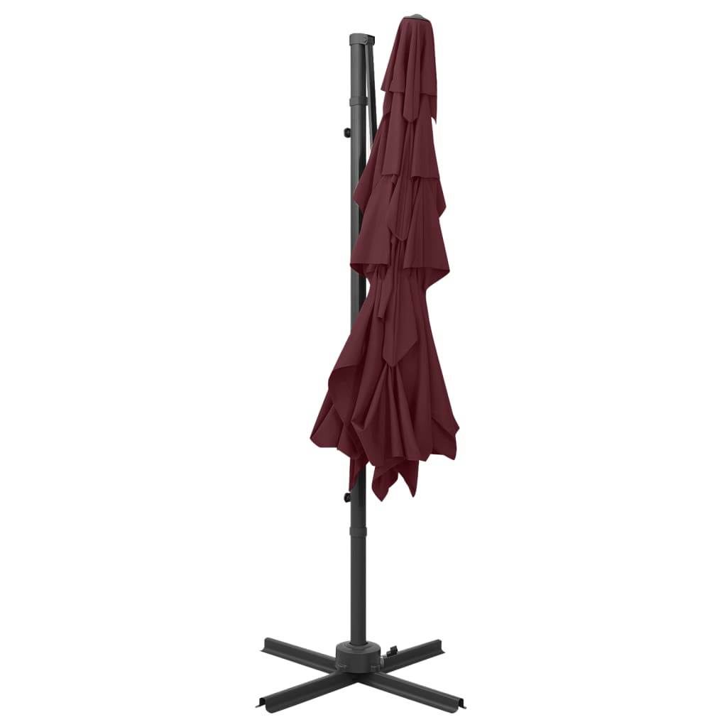 vidaXL 4-Tier Garden Parasol with Aluminium Pole Bordeaux Red 250x250 cm 5