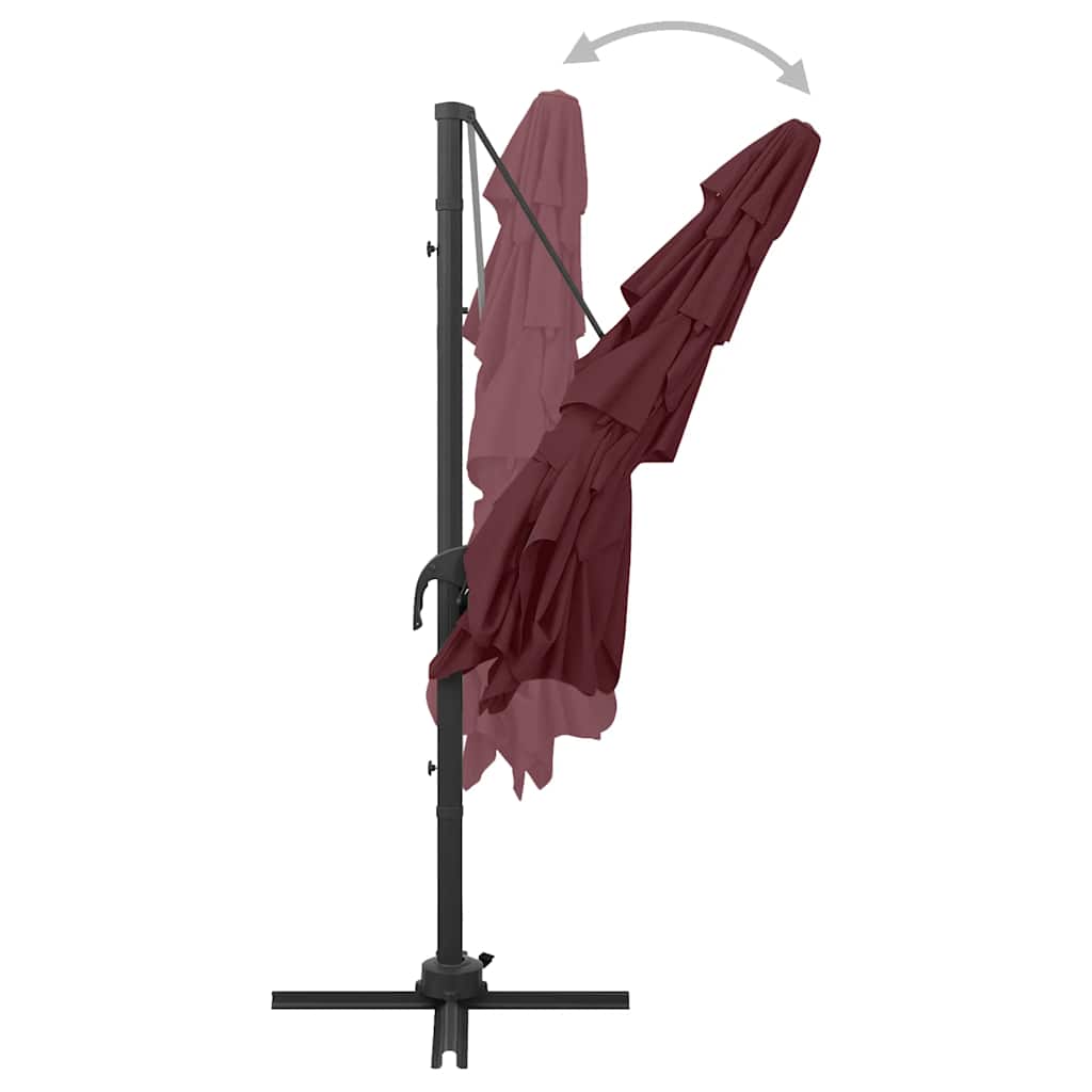 vidaXL 4-Tier Garden Parasol with Aluminium Pole Bordeaux Red 250x250 cm 6