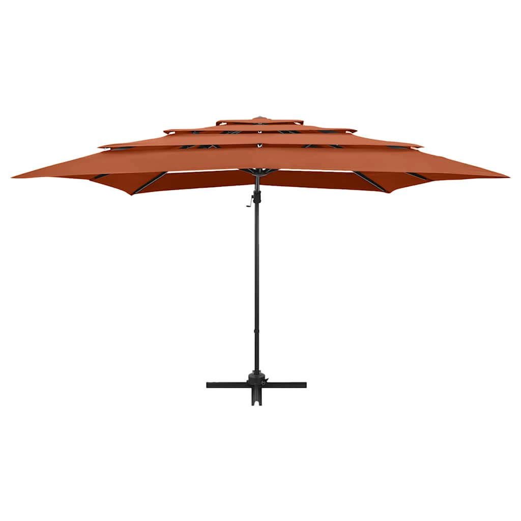 vidaXL 4-Tier Garden Parasol with Aluminium Pole Terracotta 250x250 cm 3