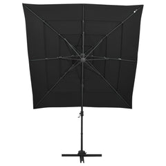 vidaXL 4-Tier Garden Parasol with Aluminium Pole Black 250x250 cm 2