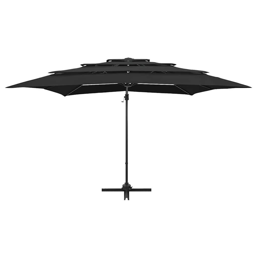 vidaXL 4-Tier Garden Parasol with Aluminium Pole Black 250x250 cm 3
