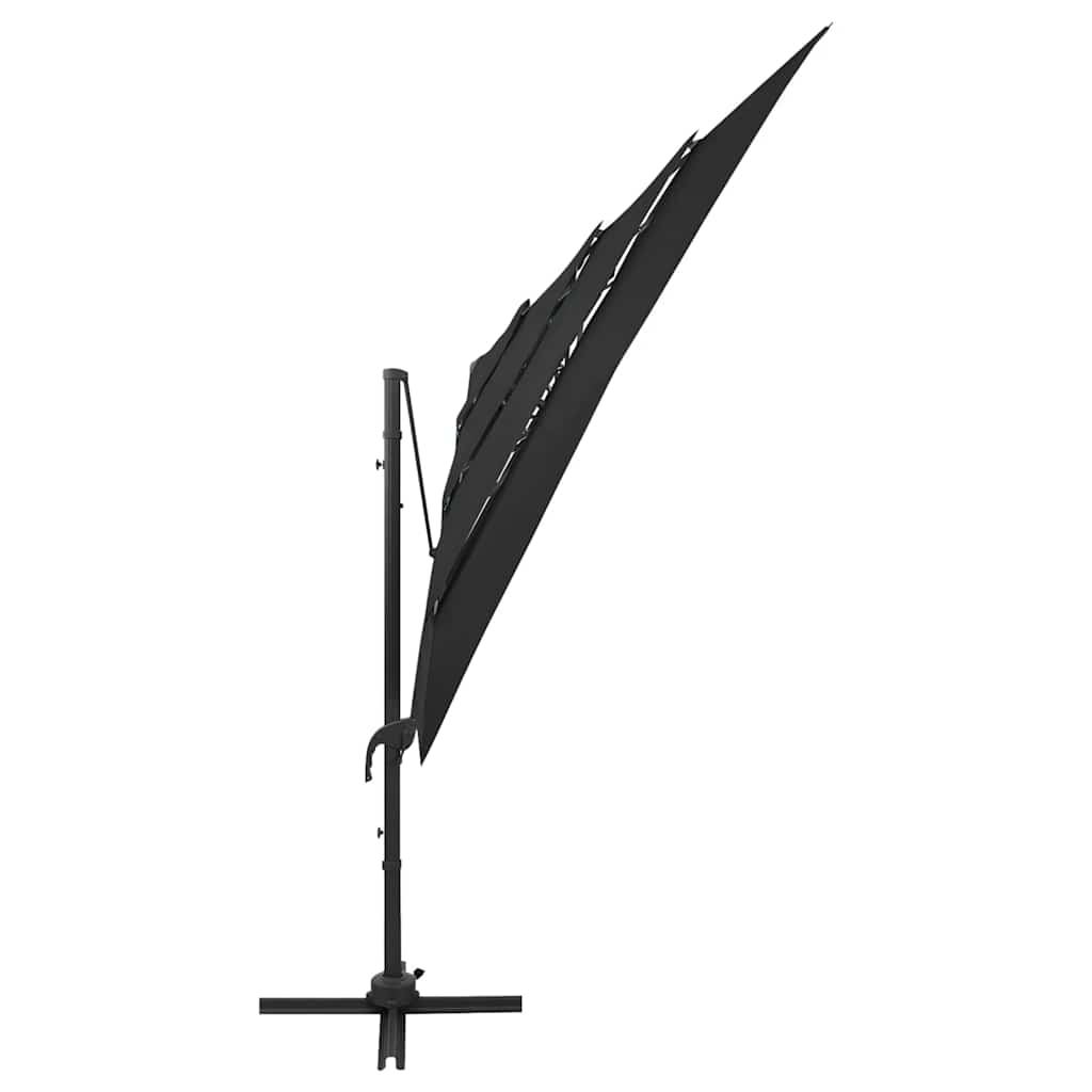 vidaXL 4-Tier Garden Parasol with Aluminium Pole Black 250x250 cm 4