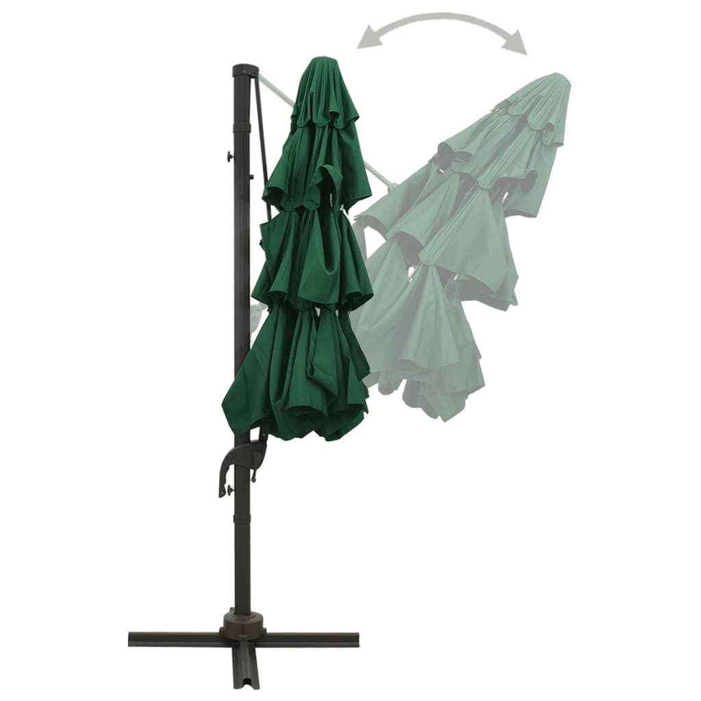 vidaXL 4-Tier Garden Parasol with Aluminium Pole Green 3x3 m 4