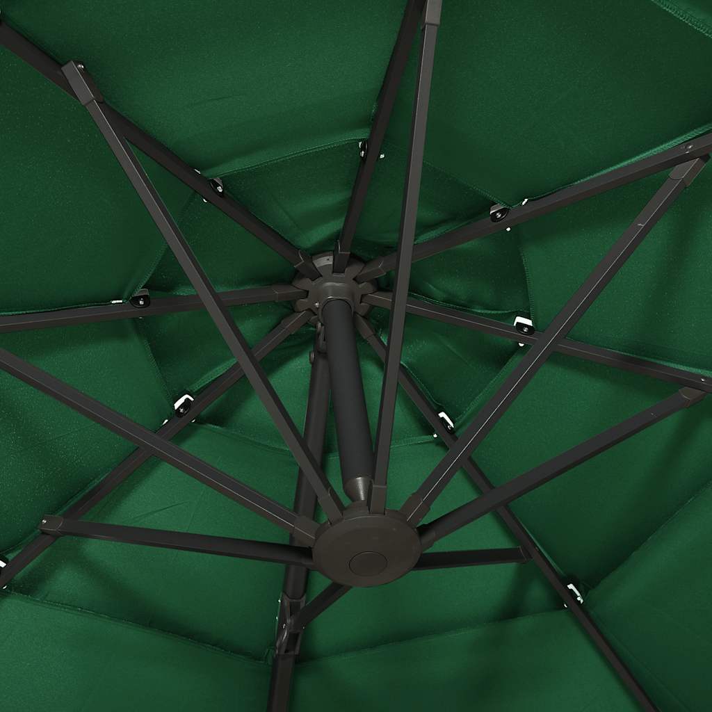 vidaXL 4-Tier Garden Parasol with Aluminium Pole Green 3x3 m 6