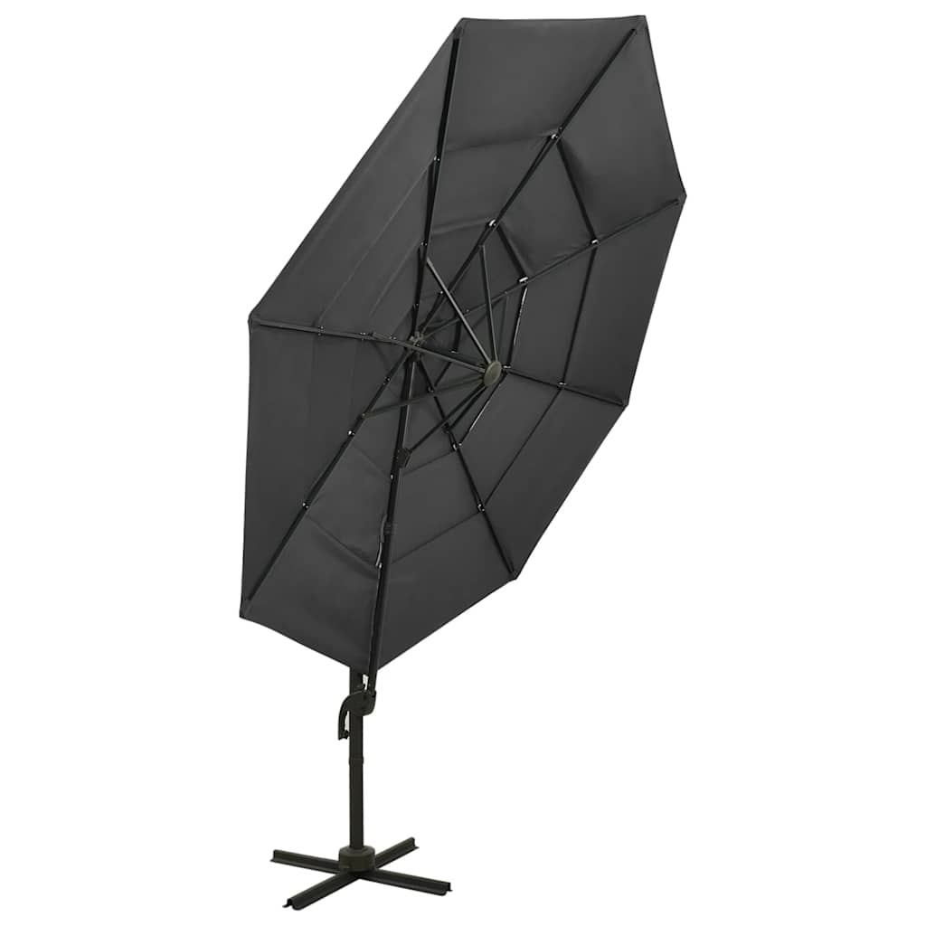 vidaXL 4-Tier Garden Parasol with Aluminium Pole Anthracite 3x3 m 5