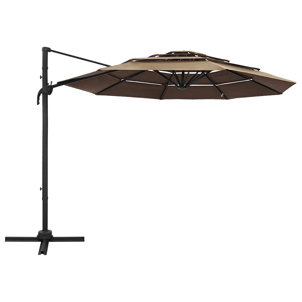 vidaXL 4-Tier Garden Parasol with Aluminium Pole Taupe 3x3 m 2