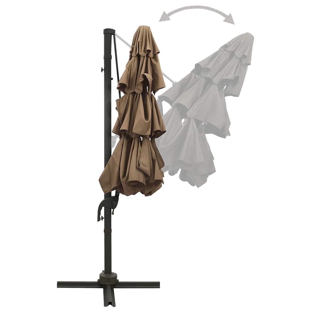 vidaXL 4-Tier Garden Parasol with Aluminium Pole Taupe 3x3 m 5