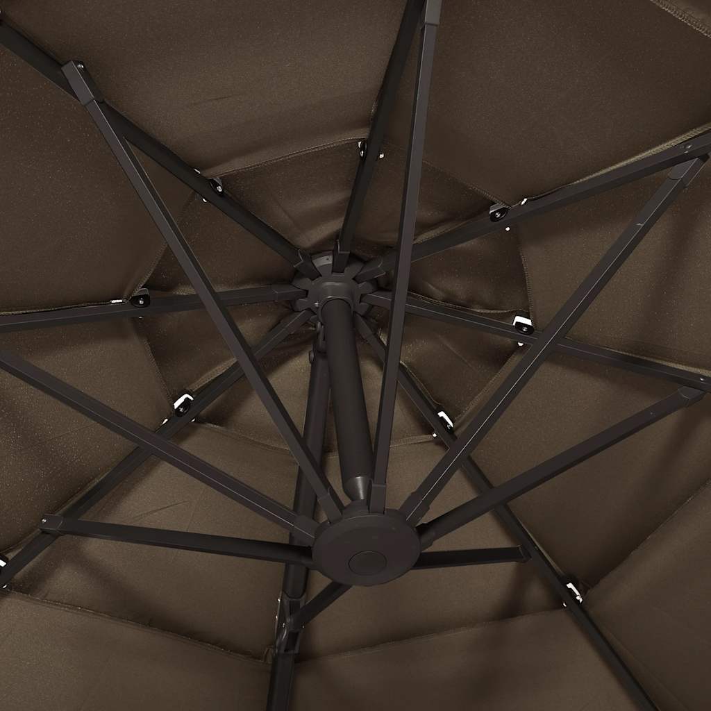 vidaXL 4-Tier Garden Parasol with Aluminium Pole Taupe 3x3 m 6