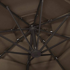 vidaXL 4-Tier Garden Parasol with Aluminium Pole Taupe 3x3 m 6