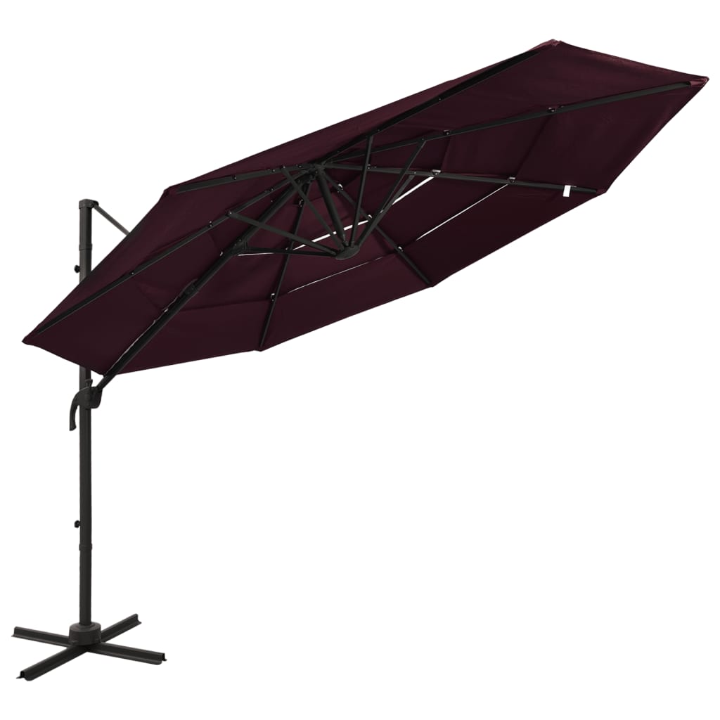 vidaXL 4-Tier Garden Parasol with Aluminium Pole Bordeaux Red 3x3 m 1