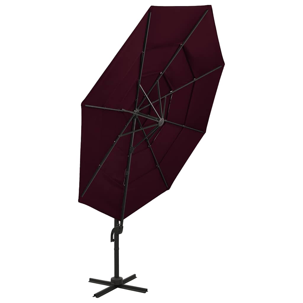 vidaXL 4-Tier Garden Parasol with Aluminium Pole Bordeaux Red 3x3 m 3