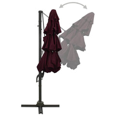 vidaXL 4-Tier Garden Parasol with Aluminium Pole Bordeaux Red 3x3 m 5