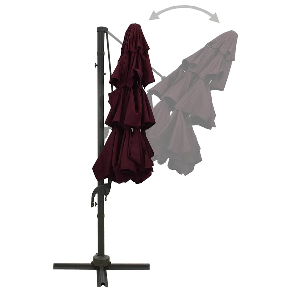 vidaXL 4-Tier Garden Parasol with Aluminium Pole Bordeaux Red 3x3 m 5