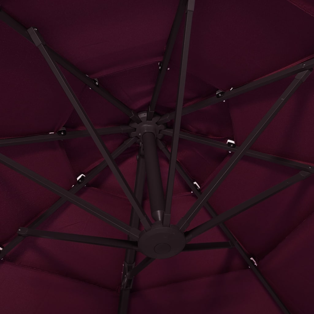 vidaXL 4-Tier Garden Parasol with Aluminium Pole Bordeaux Red 3x3 m 6