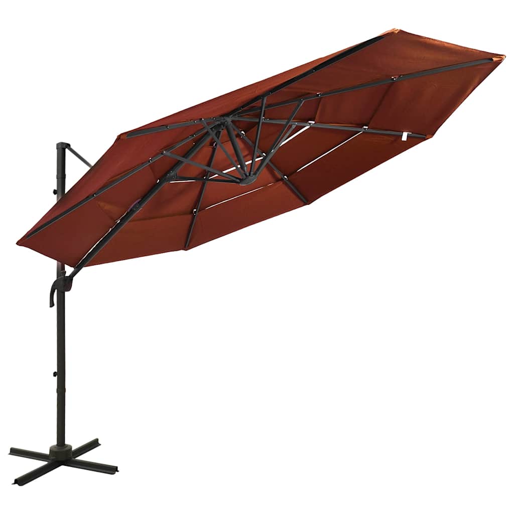 vidaXL 4-Tier Garden Parasol with Aluminium Pole Terracotta 3x3 m 1