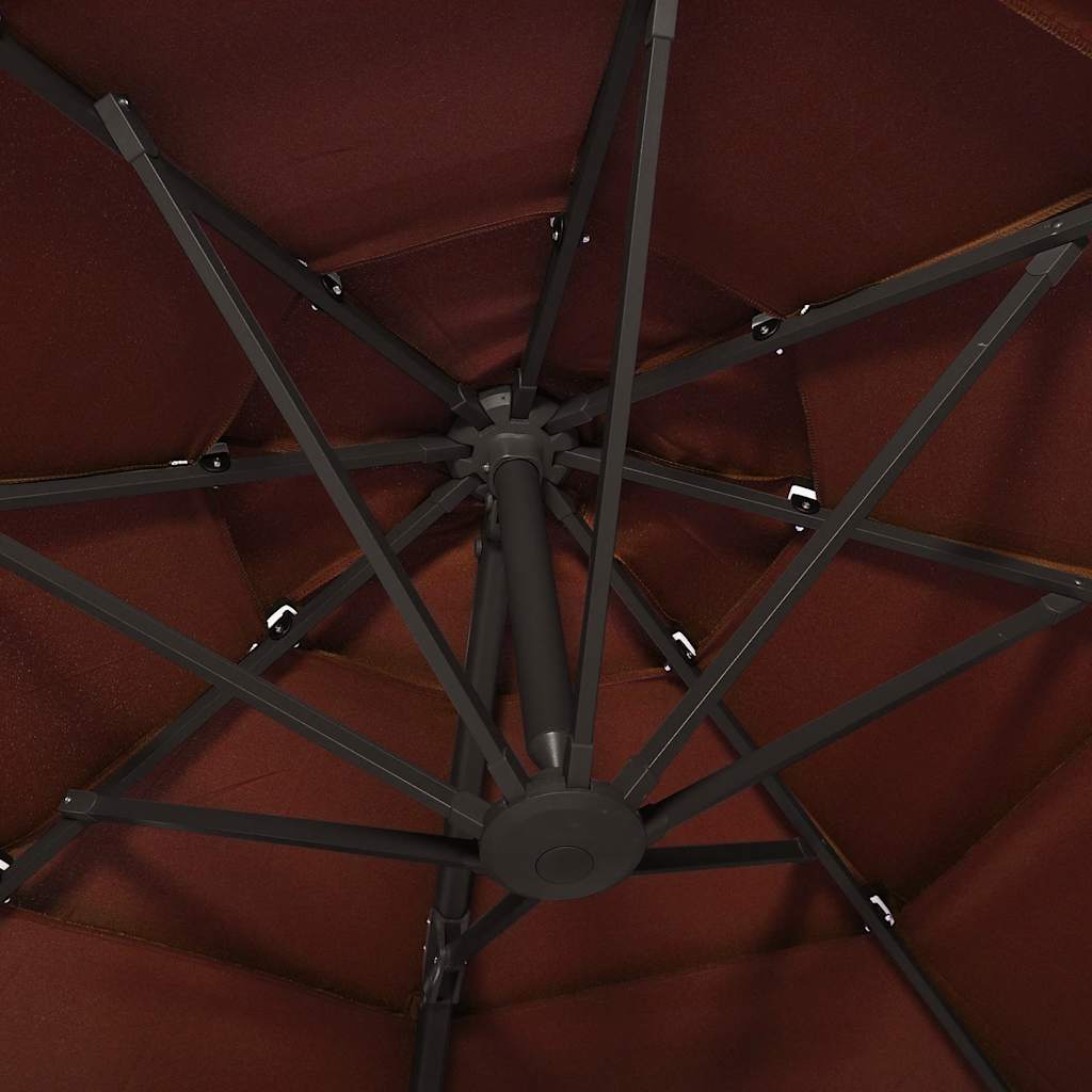 vidaXL 4-Tier Garden Parasol with Aluminium Pole Terracotta 3x3 m 6