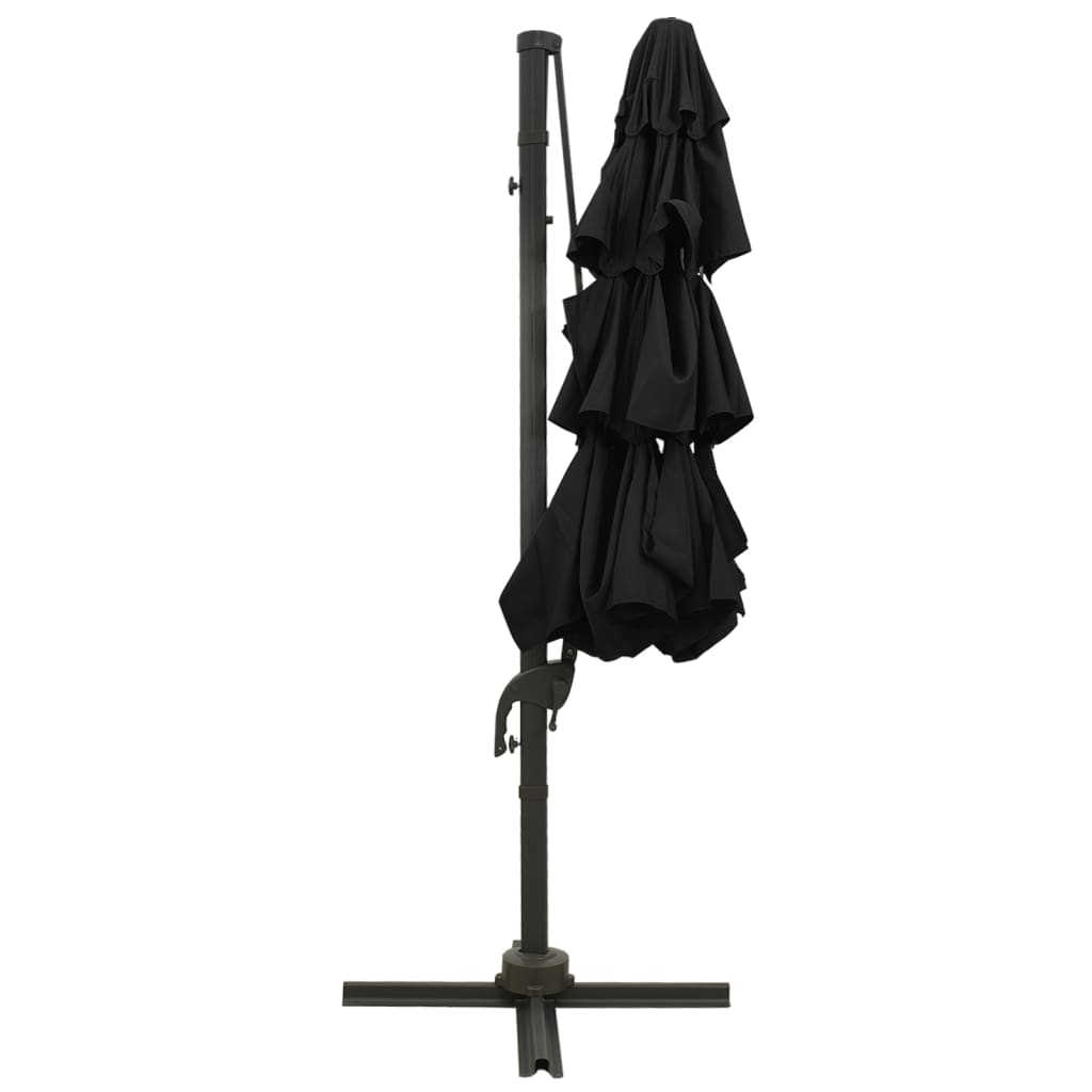 vidaXL 4-Tier Garden Parasol with Aluminium Pole Black 3x3 m 4