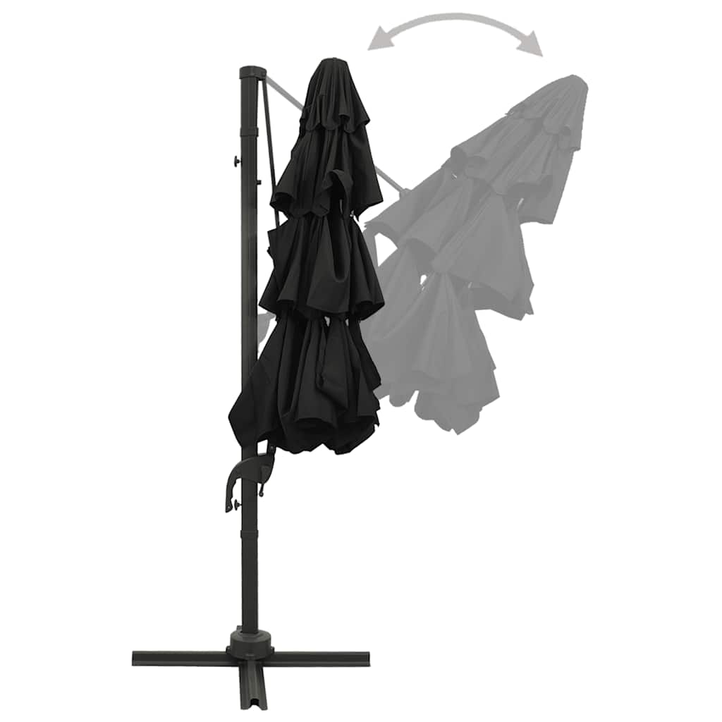vidaXL 4-Tier Garden Parasol with Aluminium Pole Black 3x3 m 5