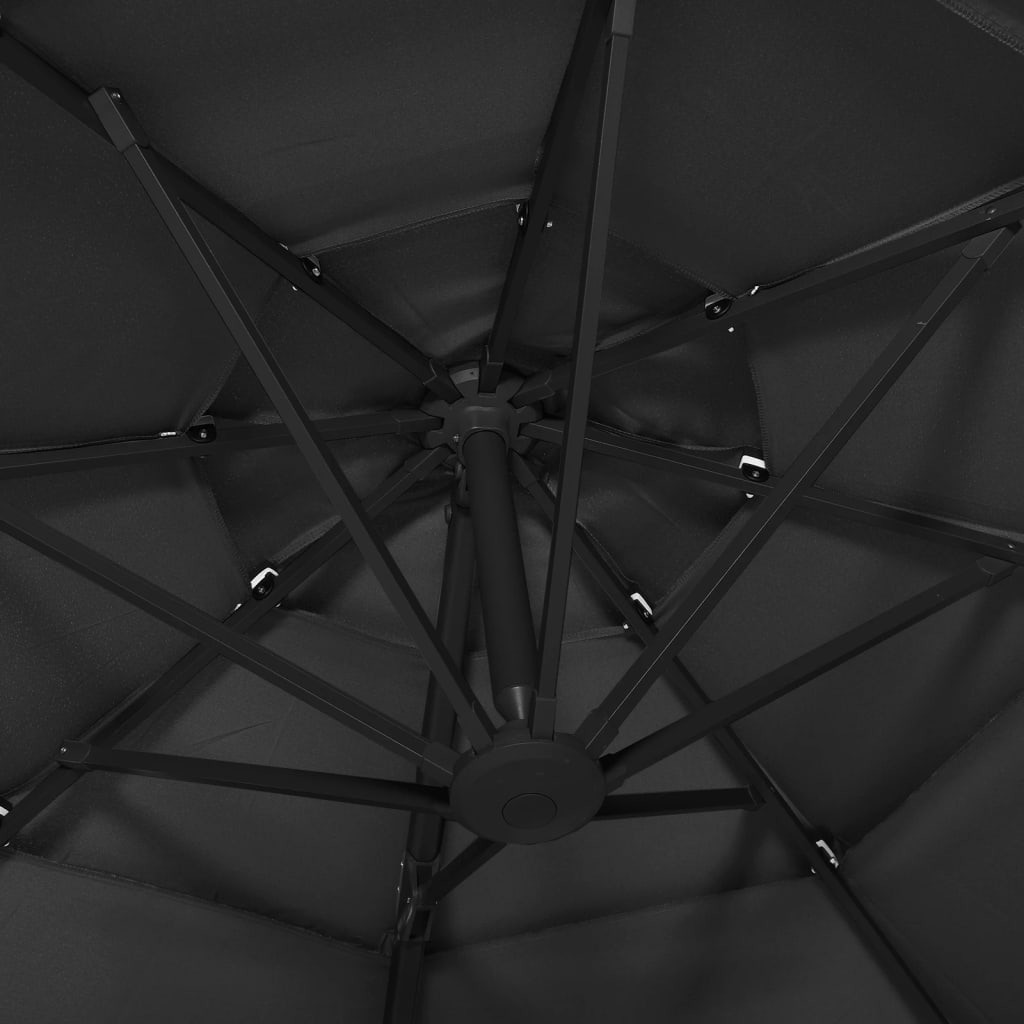 vidaXL 4-Tier Garden Parasol with Aluminium Pole Black 3x3 m 6