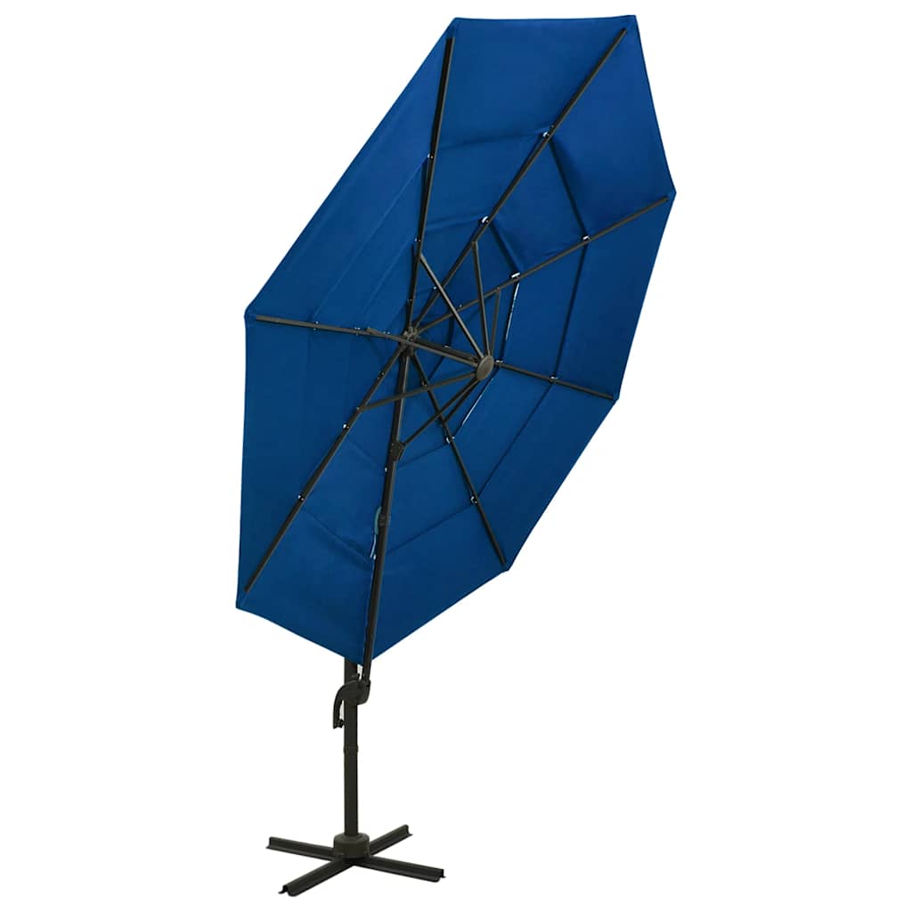 vidaXL 4-Tier Garden Parasol with Aluminium Pole Azure Blue 3x3 m 3