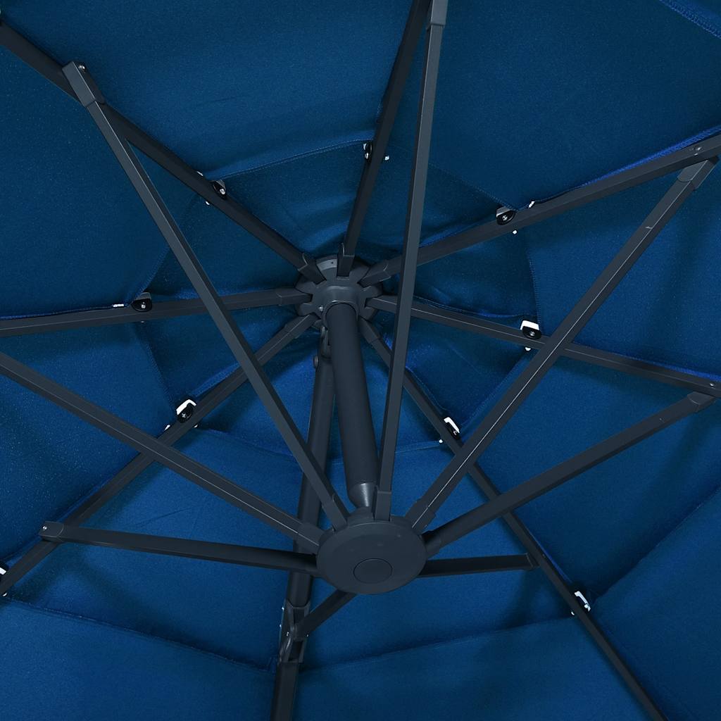 vidaXL 4-Tier Garden Parasol with Aluminium Pole Azure Blue 3x3 m 6