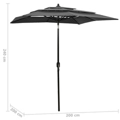 vidaXL Parasol | Anthracite | Polyester | 2x2 m | Foldable | Garden Parasol 6