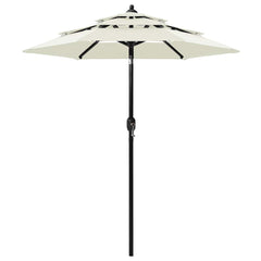 3-Tier Garden Parasol with Aluminium Pole Sand 2 m