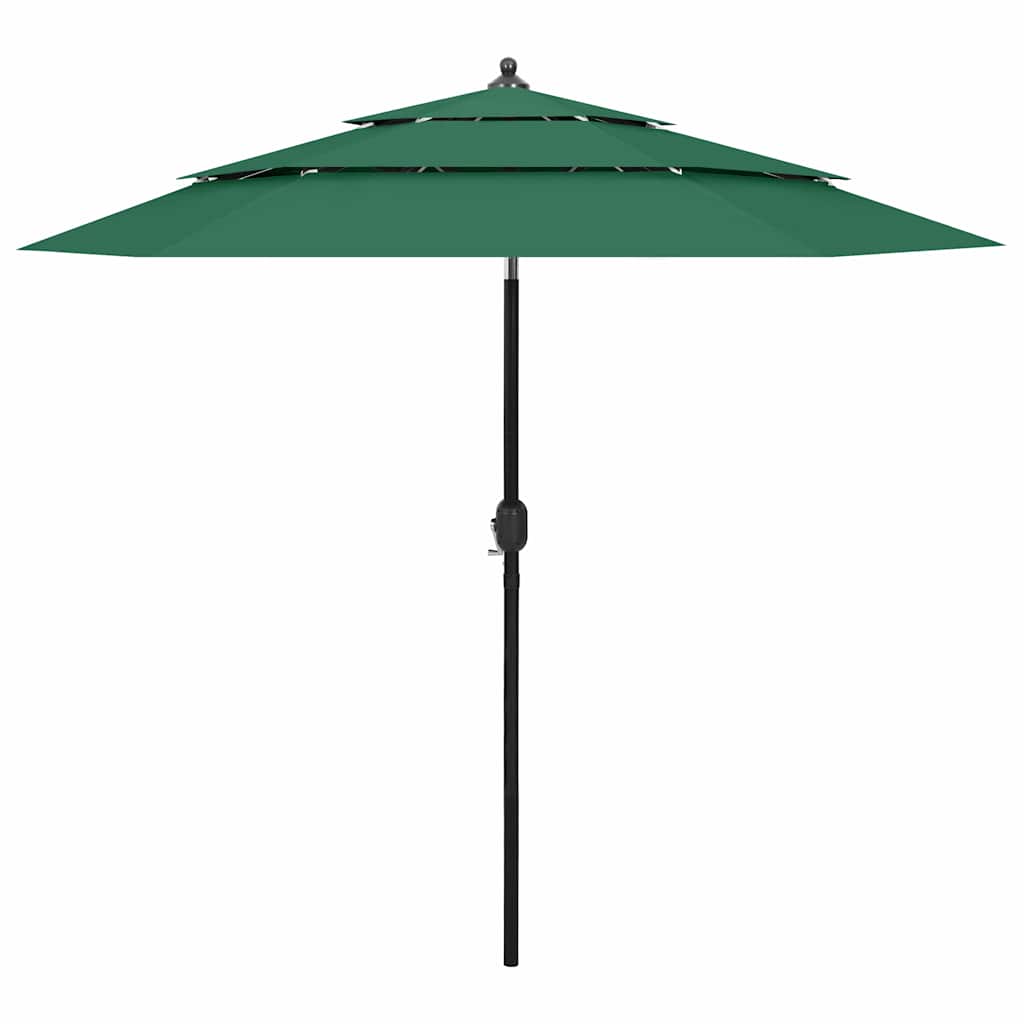 3-Tier Garden Parasol with Aluminium Pole Green 2.5 m