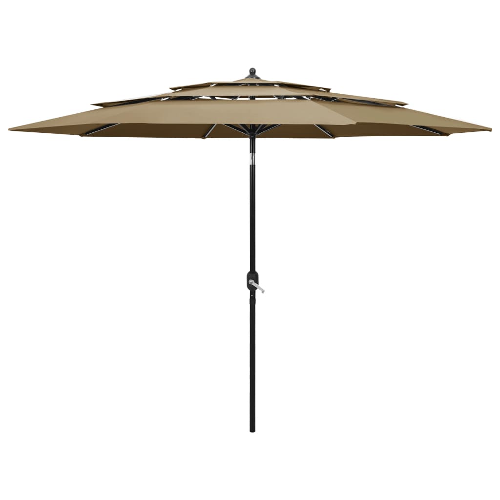vidaXL Parasol | Taupe | Polyester | 3m Diameter | Foldable | Parasol | Round 1