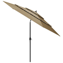 vidaXL Parasol | Taupe | Polyester | 3m Diameter | Foldable | Parasol | Round 2