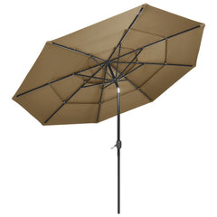 vidaXL Parasol | Taupe | Polyester | 3m Diameter | Foldable | Parasol | Round 3