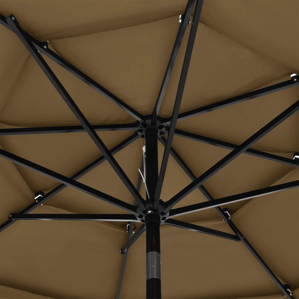 vidaXL Parasol | Taupe | Polyester | 3m Diameter | Foldable | Parasol | Round 5