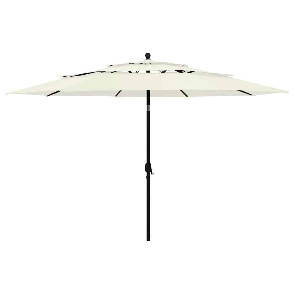 3-Tier Garden Parasol with Aluminium Pole Sand 3.5 m