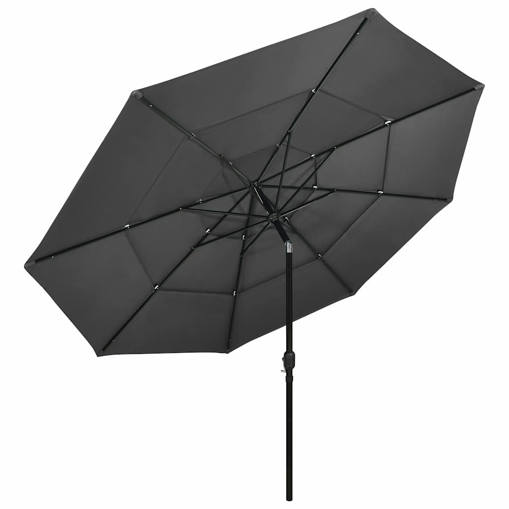 3-Tier Garden Parasol with Aluminium Pole Anthracite 3.5 m