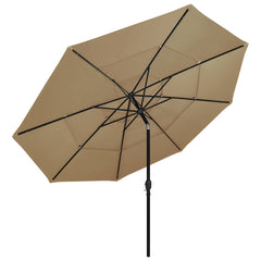 vidaXL 3-Tier Garden Parasol with Aluminium Pole Taupe 3.5 m 2