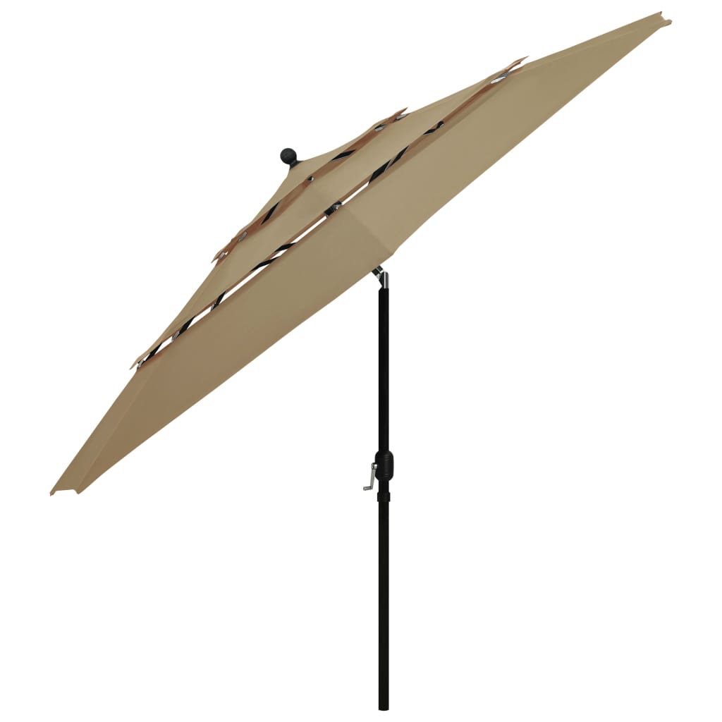 vidaXL 3-Tier Garden Parasol with Aluminium Pole Taupe 3.5 m 3