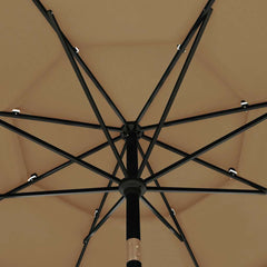 vidaXL 3-Tier Garden Parasol with Aluminium Pole Taupe 3.5 m 5