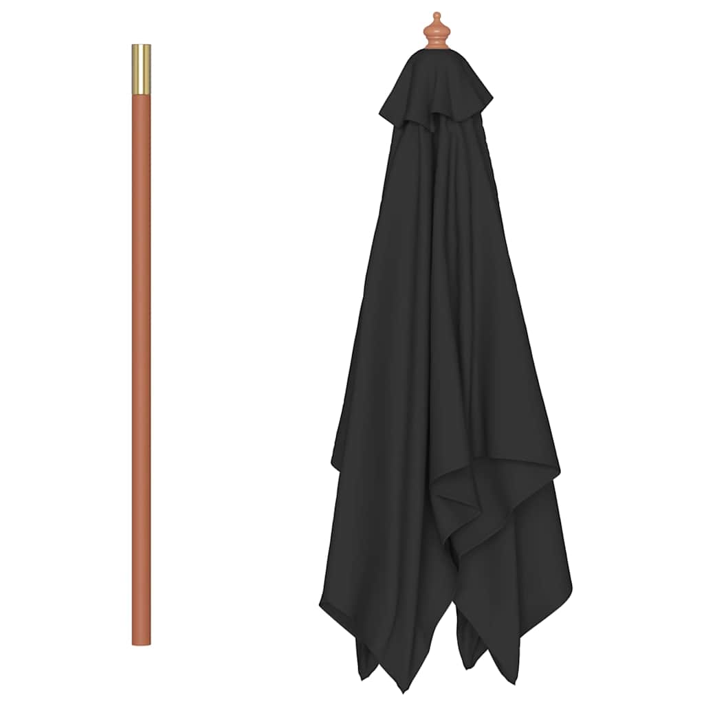 vidaXL Garden Parasol with Wooden Pole Black 150x200 cm 5