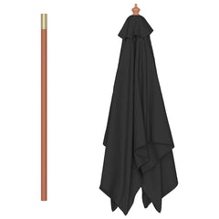 vidaXL Garden Parasol with Wooden Pole Black 150x200 cm 5