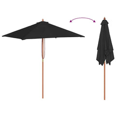 vidaXL Garden Parasol with Wooden Pole Black 150x200 cm 6