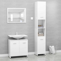 3 Piece Bathroom Furniture Set Engineered Wood White