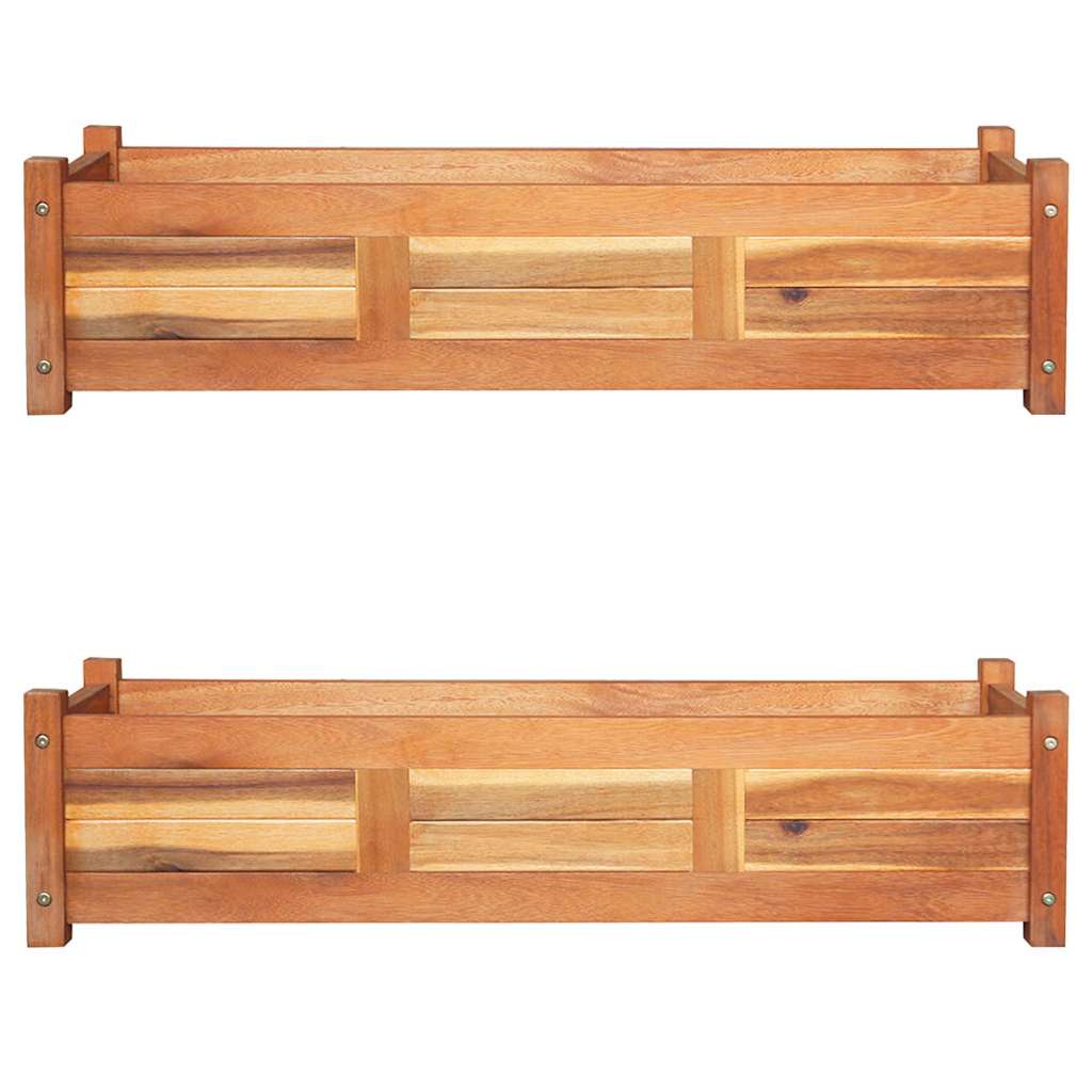 vidaXL Garden Raised Beds 2 pcs Acacia Wood 100x30x25 cm 1